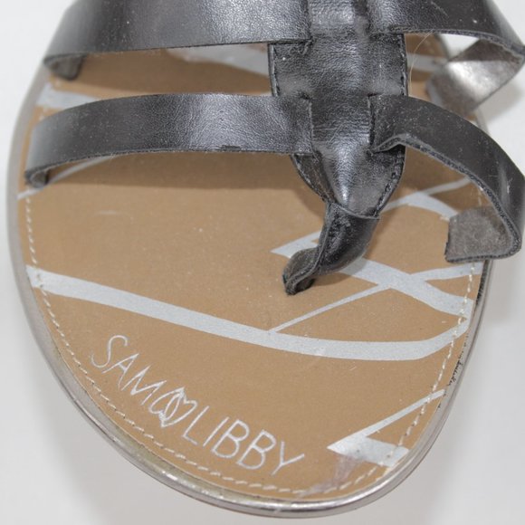 Sam Libby Black Strappy Adjustable Ankle Strap Flats Sandals Women's Size 8 - Picture 7 of 11